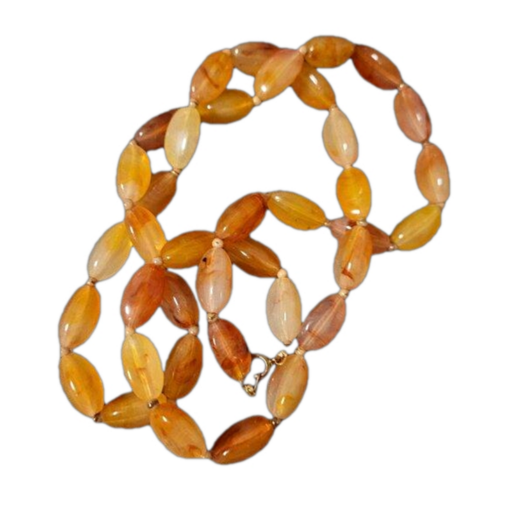 Vintage High-End Design Amber Tone Bead Necklace, NWOT